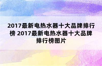 2017最新电热水器十大品牌排行榜 2017最新电热水器十大品牌排行榜图片